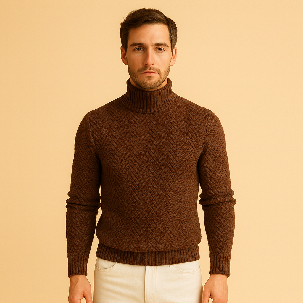 Hellemode | Men – Textured Turtleneck Sweater – Sophisticated Warmth