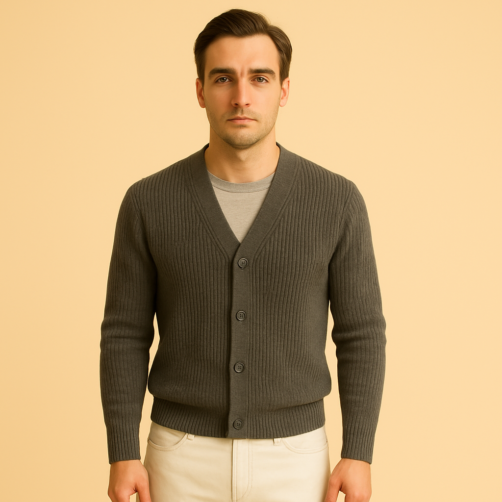 Hellemode | Men – Ribbed Button Cardigan – Versatile Layered Look